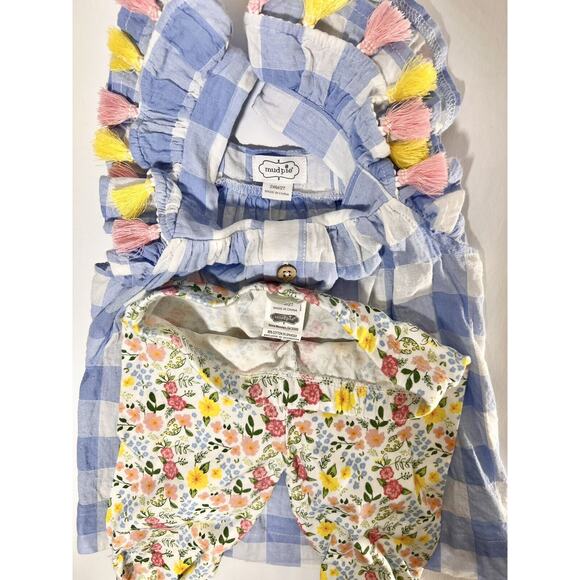 Mud Pie SET Toddler Girl TWO Outfits Pink Blue Flowers Gingham 24 Months/2T EUC - Picture 4 of 9